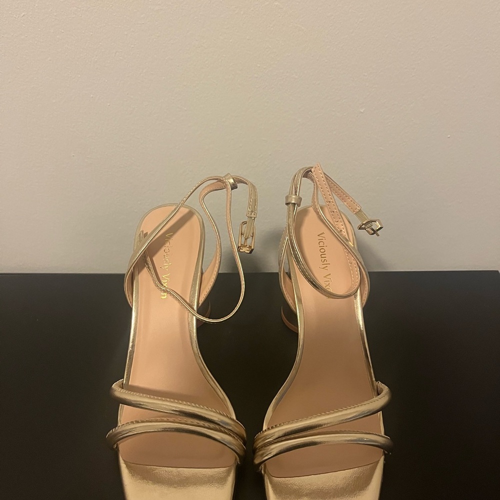 Gold Strappy High Heel Sandals